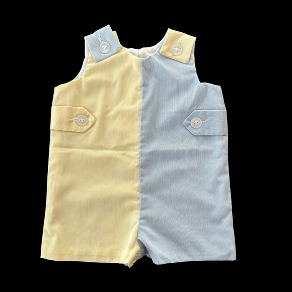 NWT The Beaufort Bonnet Company 0-6 months Cooper Colorblock Romper Jon Jon New - Picture 1 of 5